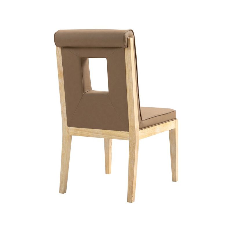 Meridian Furniture Gwendolyn Brown Vegan Leather Dining Side Chair, Set of 2