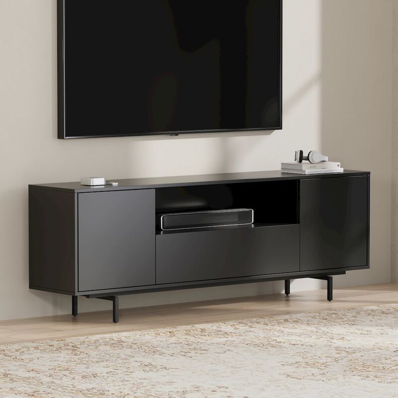 Comfort Pointe Avichi Black Laminate 3 Door TV Console