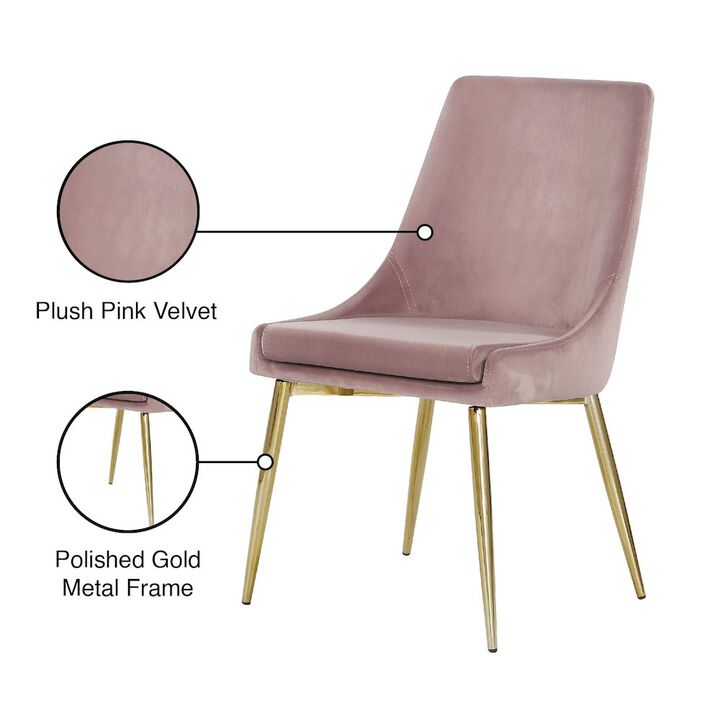 Meridian Furniture Karina Pink Velvet Dining Chair, Set of 2