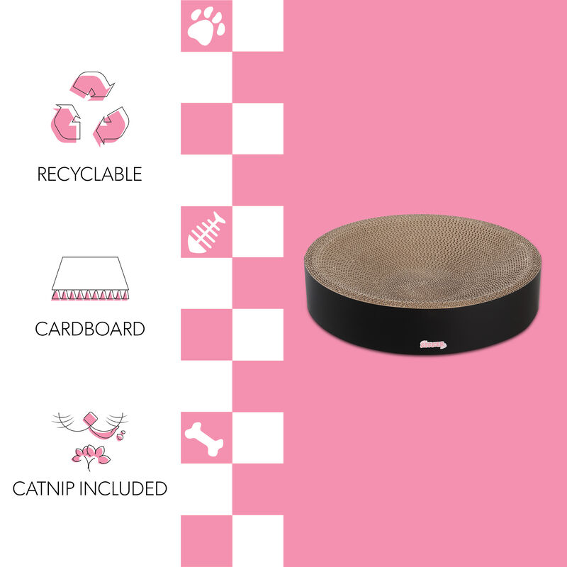 Nelson Modern Cardboard Round Bowl Cat Scratcher with Catnip