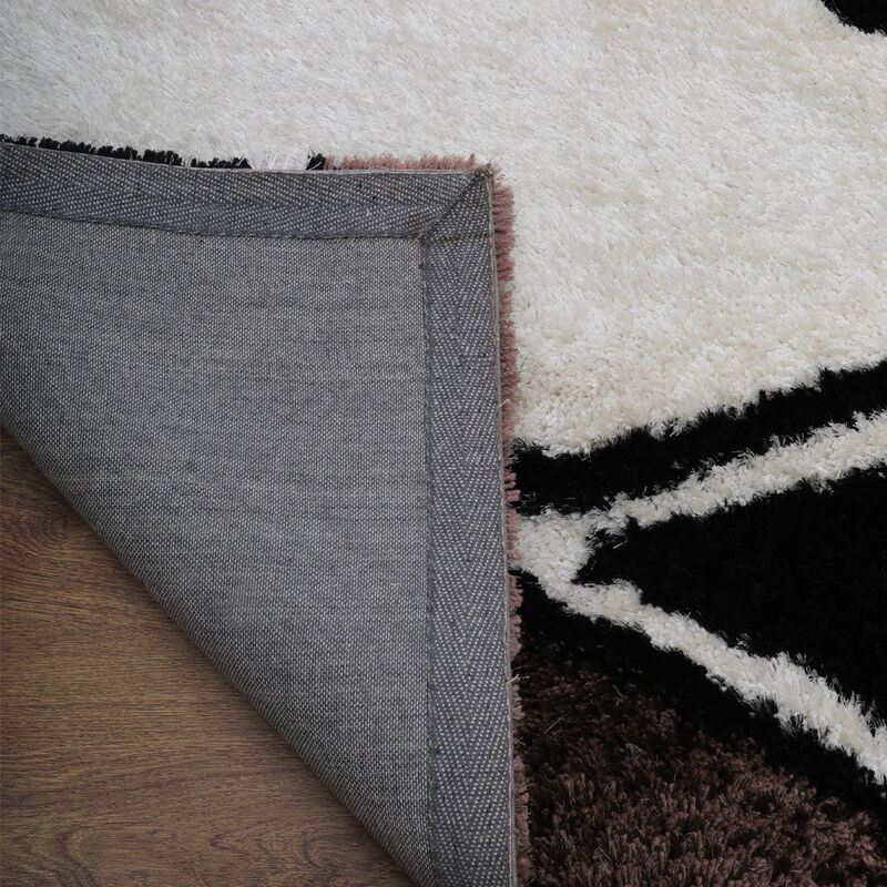 RUGSOTIC CARPETS HAND TUFTED SHAG POLYESTER ECO-FRIENDLY AREA RUGS  - 4'x6', Rectangle, White Gray, Contemporary Modern Design, High Pile Thick Handmade Anti Skid Rugs for Living Room K00062