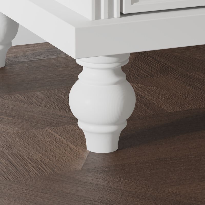 FUFU&GAGA Modern White Cabinet with Glass Doors, 2 Drawers & 8 Shelves, Elegant Storage for Dining Room, Living Room, or Kitchen (77.2"H x 50.4"W x 15.7"D),White