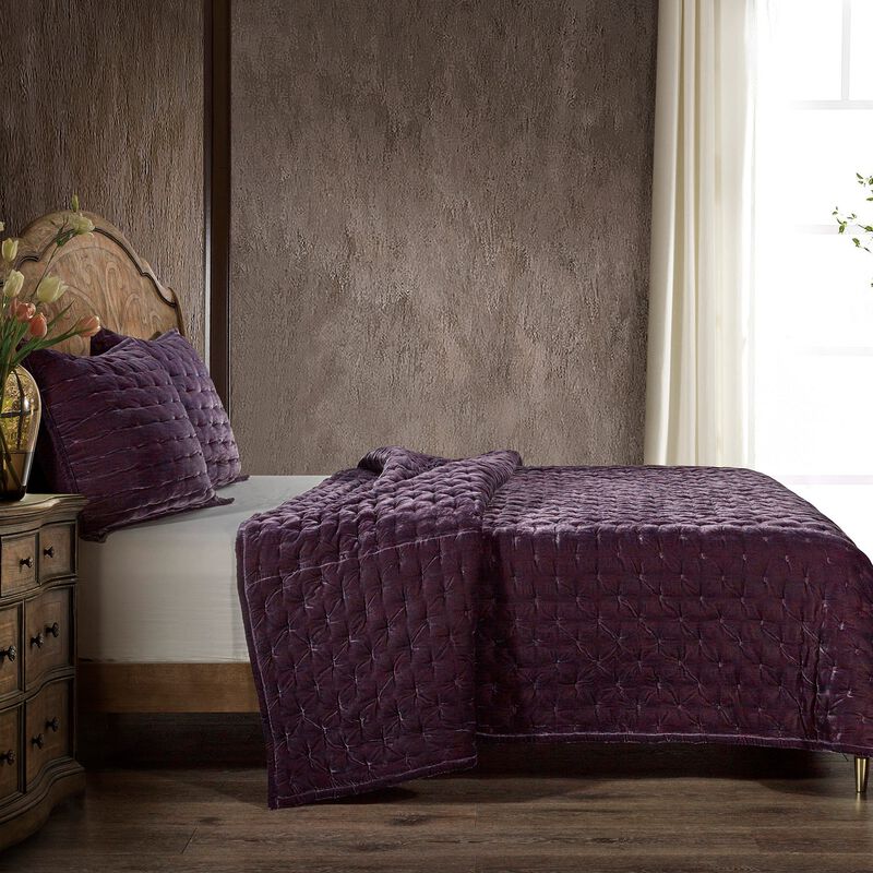 Stella Pintuck Violet King Quilt Set image number 2