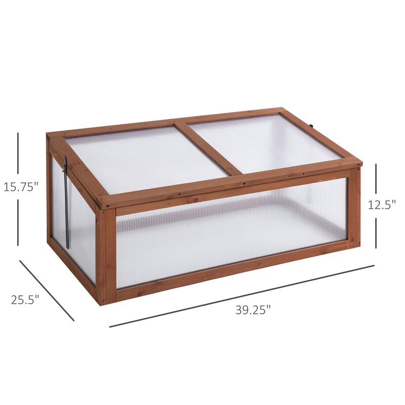 Brown Plant Protector: 39"x26"x16" Wooden Polycarbonate Greenhouse image number 2