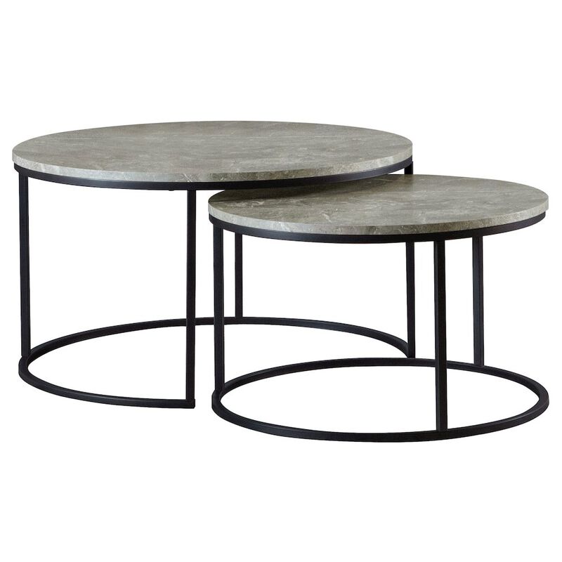 Coaster Co. of America Lainey 2-piece Round Faux Marble Nesting Coffee Table Grey