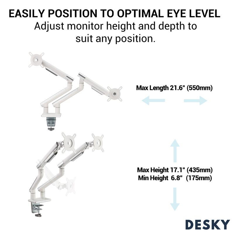 Desky Dual Slim Aluminium Monitor Arm image number 3