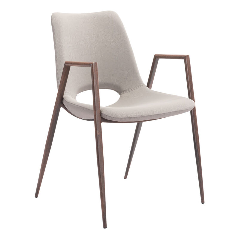 Set of Two Upholstered Faux Leather Dining Chairs with Armrests & Open Back image number 3