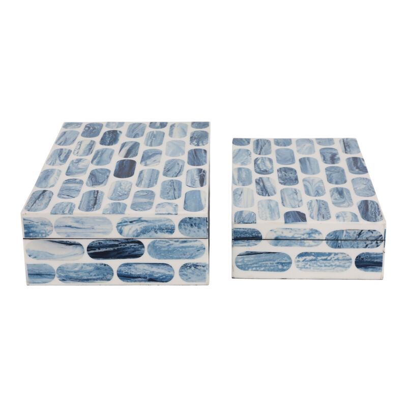 S/2 Oval Print Resin Boxes image number 2