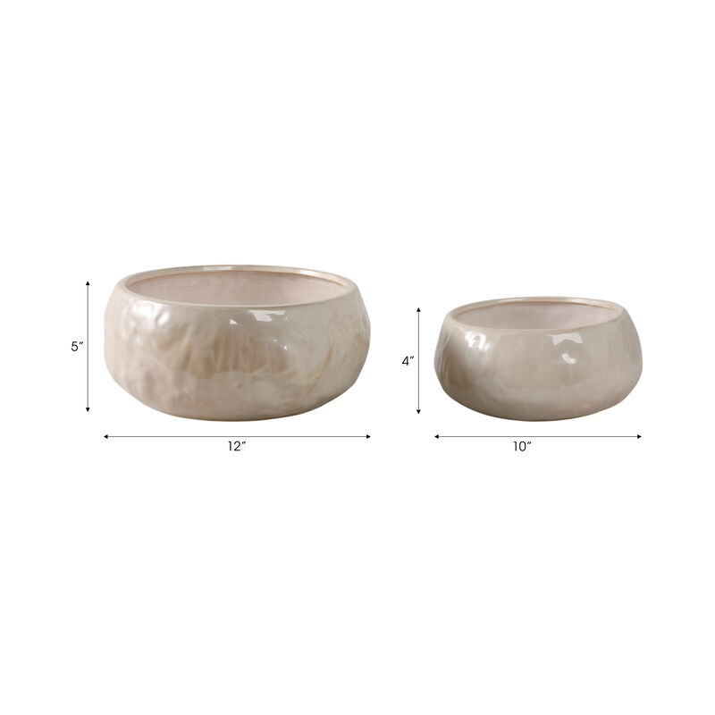 Bowl White Planters (Set of 2)
