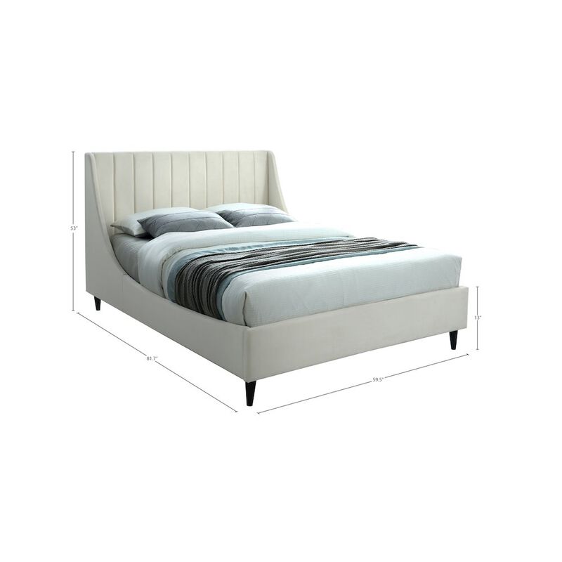 Meridian Furniture Eva Cream Velvet Full Bed