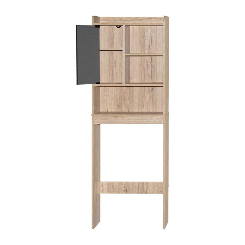 Better Home Products Ace Over-the-Toilet Storage Cabinet in Natural Oak & Dark Gray