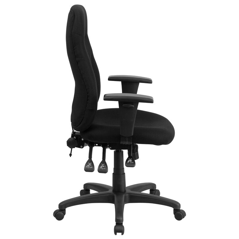 Hughes High Back Fabric Multifunction Swivel Ergonomic Task Office Chair with Adjustable Arms image number 8