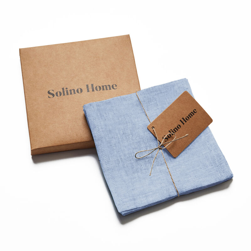 Solino Home 100% Pure Linen Cocktail Napkins 6 x 6 Inch Set of 12 - Athena