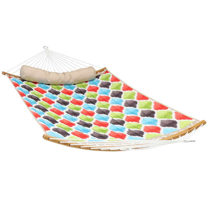 Sunnydaze 2-Person Quilted Hammock with Curved Spreader Bars