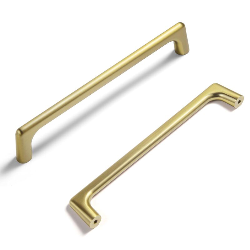 Goo-Ki Brushed Gold Cabinet Pulls with 6.3'' Hole Centers, Modern Style Zinc Alloy Cabinet Handles for Dresser,Wardrobe,Cupboard