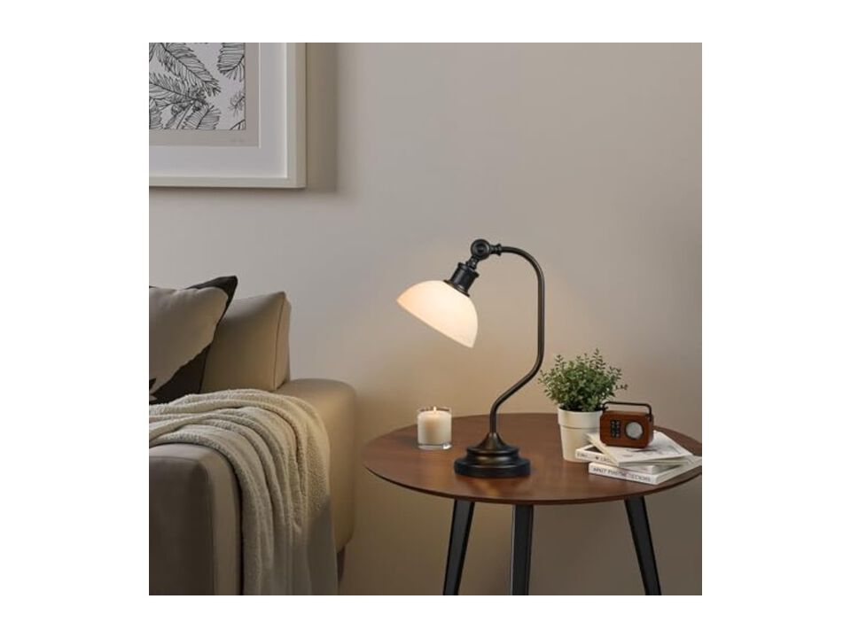 Rechargeable Cordless LED Vintage Glass Table Lamp For Nightstand Bedside Desk