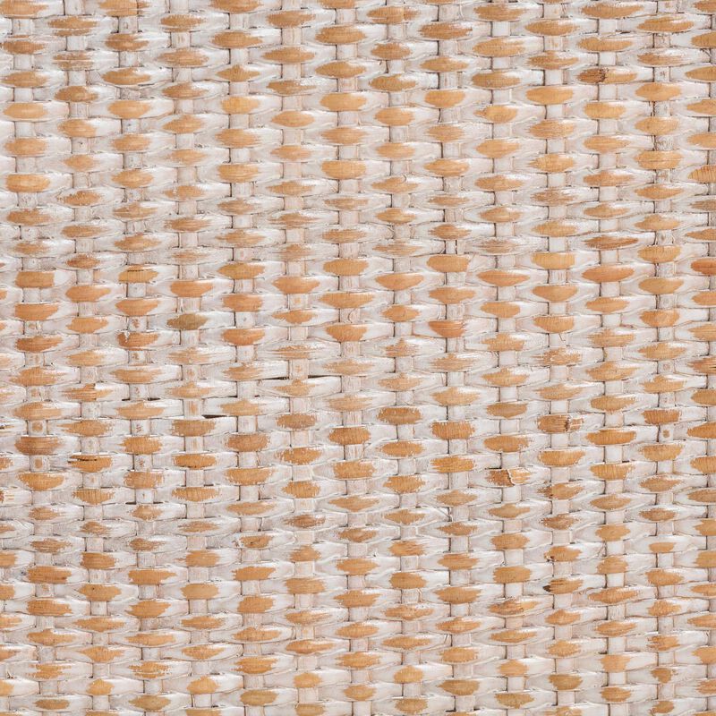 bali & pari Papua Modern Bohemian Antique White Washed Rattan and Mahogany Wood Dining Chair