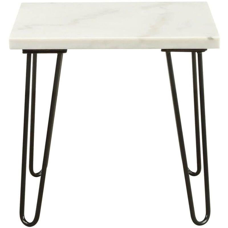 Homezia White Marble And Gold Geometric End Table