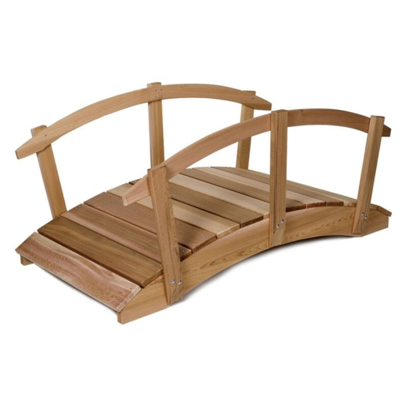 Outdoor Garden Bridge – Durable Western Red Cedar Wood with Unfinished Natural Look
