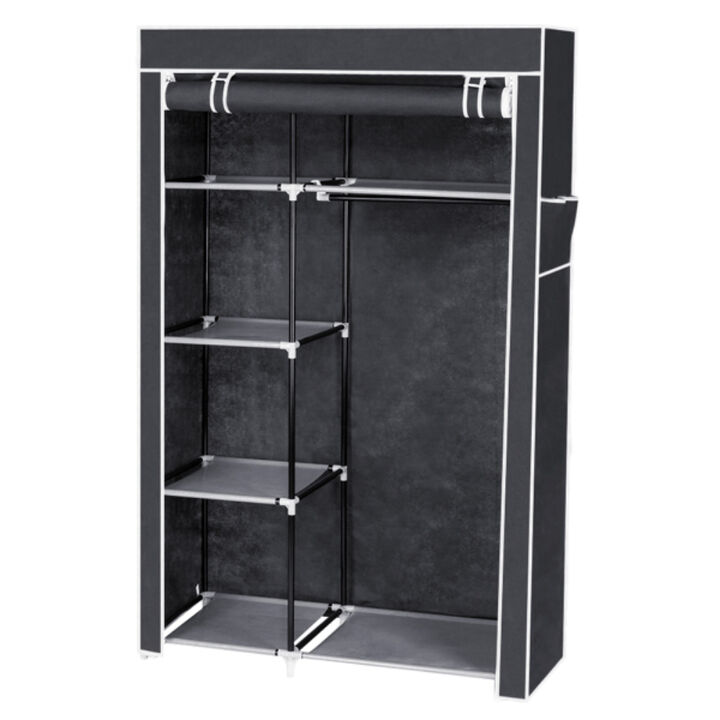 Portable Closet Wardrobe with Shelves, Freestanding Clothes Storage Organizer