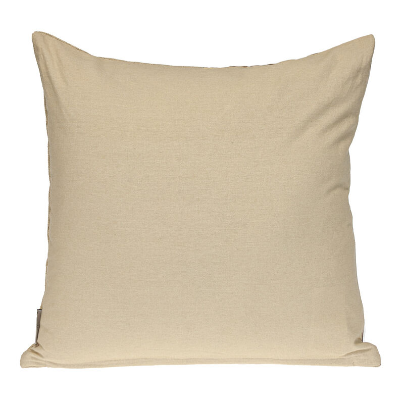 HomeRoots 20" Beige and Gold Striped Cotton Blend Throw Pillow image number 2