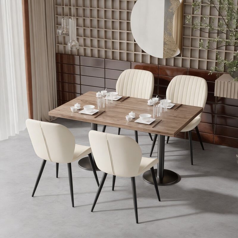 Modern Ribbed Suede Upholstered Dining Chair Set of 4 image number 3