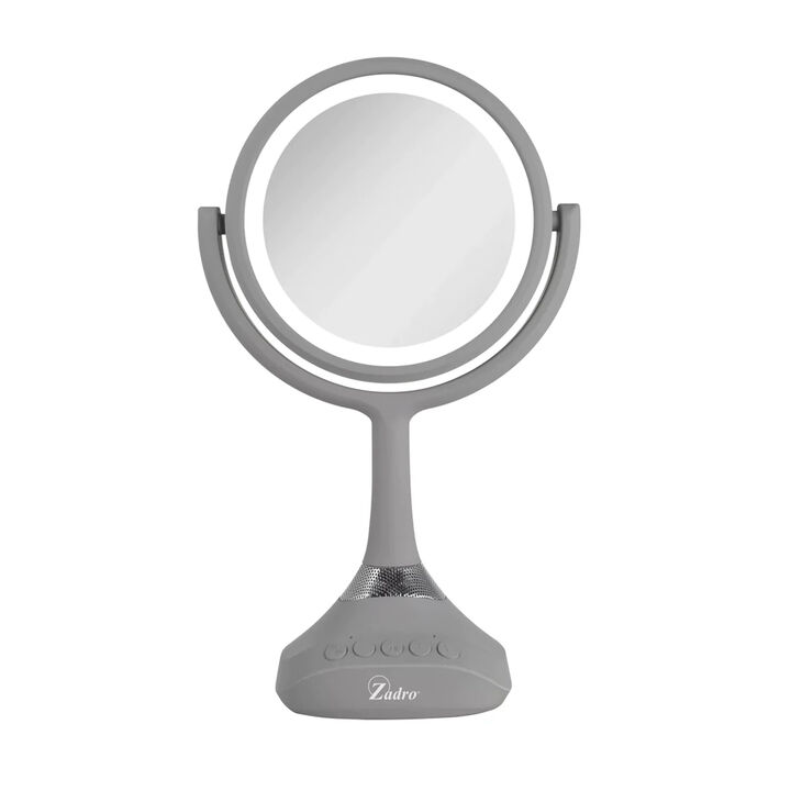 LED Rotating Mirror with Bluetooth Speaker & USB Charger Port