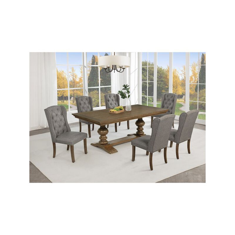 Best Quality Furniture Dinging Set With 6 Dark Grey Side Chairs And One 72 Wood Dining Table