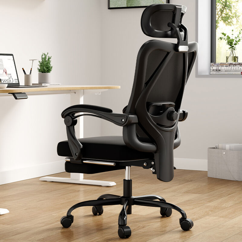 GOODSILO Ergonomic Office Chair with Adjustable Footrest Headrest Lumbar Support High Back Mesh Design Computer Desk Chair image number 5