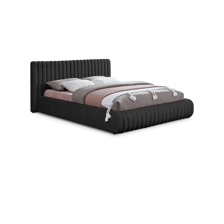 Meridian Furniture Nash Black Boucle Fabric King Bed