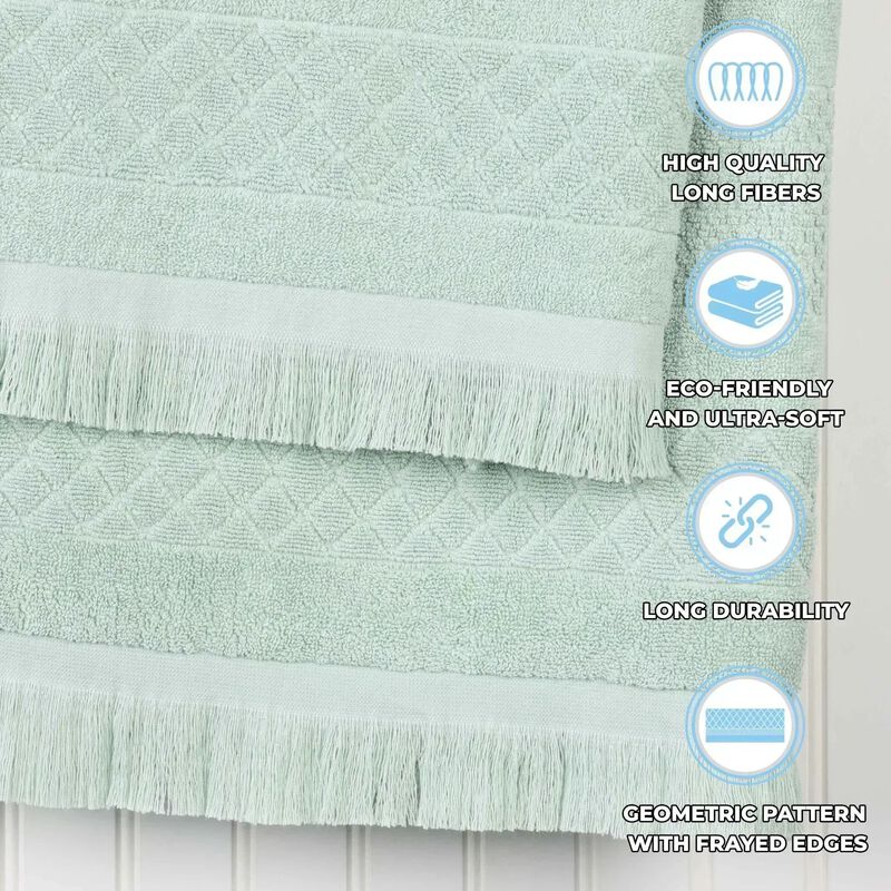 Absorbent Cotton Hand Towels Set of 6 with Geometric Jacquard Design image number 3