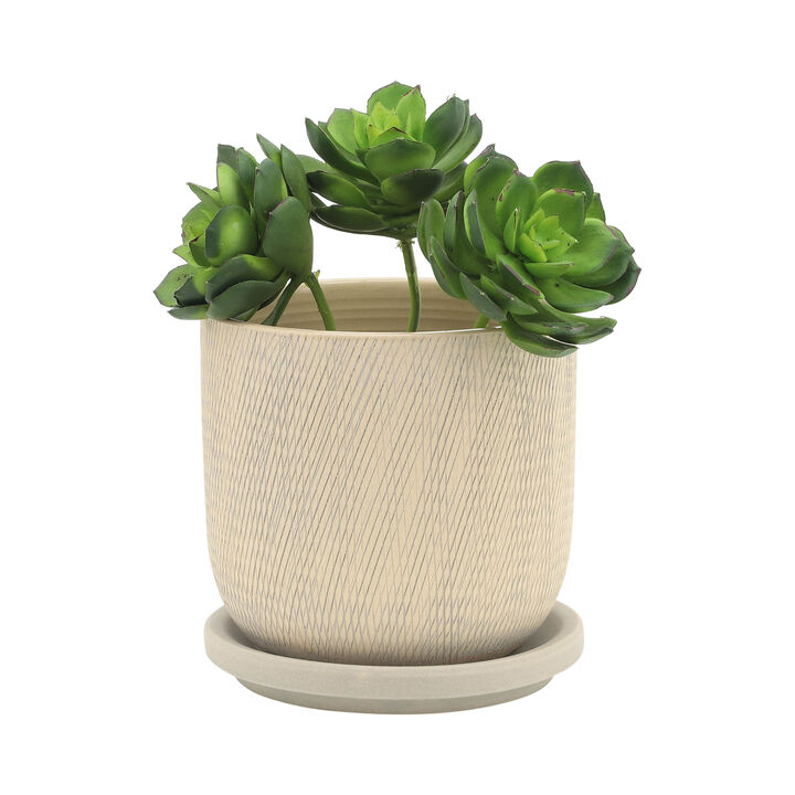 Mesh Planter with Saucer, Sage