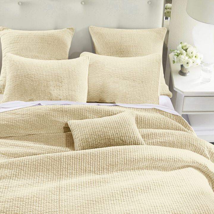 Stonewashed Tan Cotton Velvet Full/Queen Quilt Set