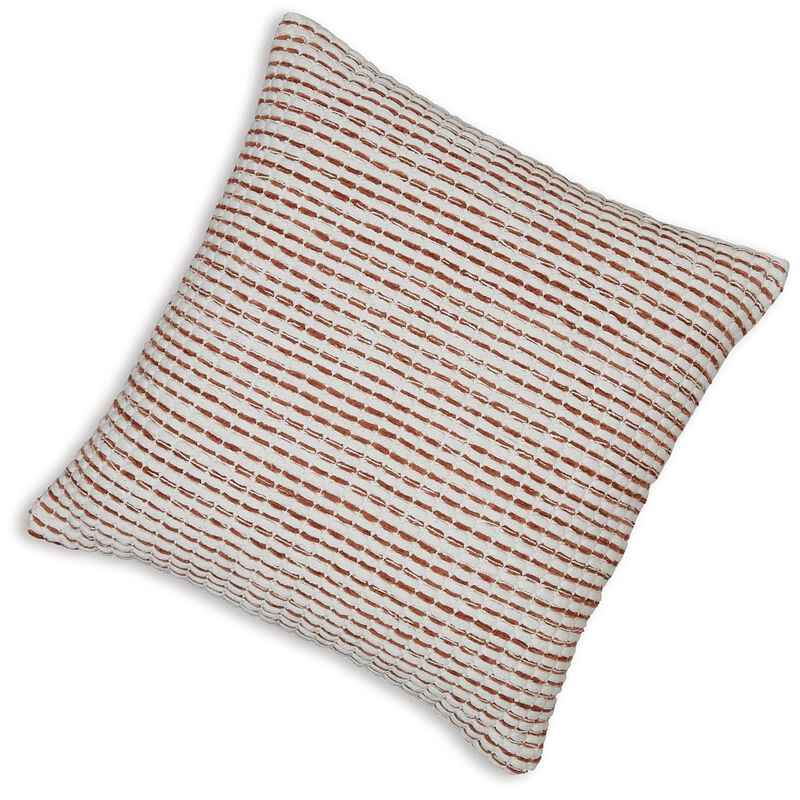Lien 19 Inch Throw Pillow Set of 4, Striped Design, White Brown Cotton image number 4