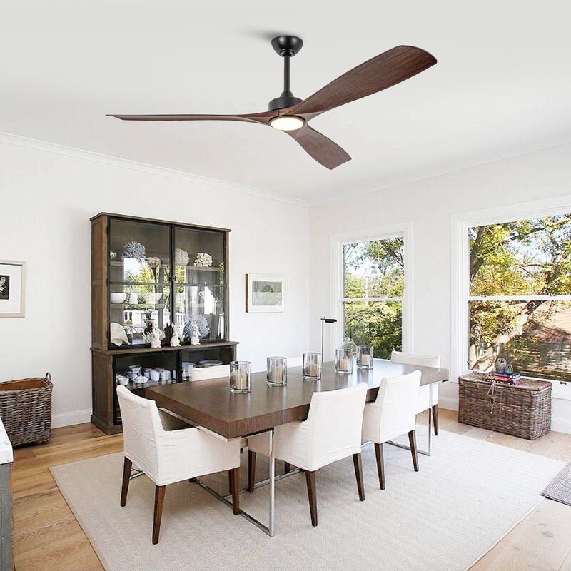 60" Large Modern Ceiling Fan with Dimmable LED Lights, DC Motor, 6 Speeds, Remote Control