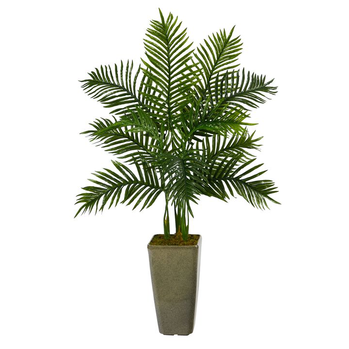HomPlanti 4 Feet Areca Palm Artificial Tree in Green Planter (Real Touch)