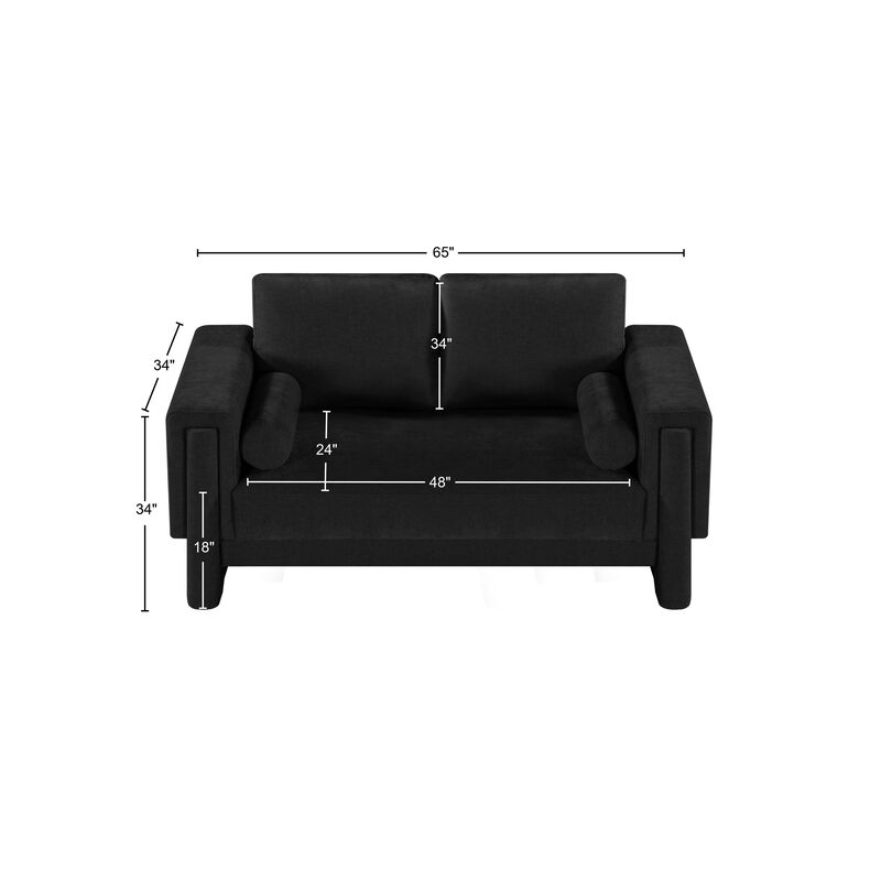 Meridian Furniture Madeline Black Chenille Fabric Loveseat image number 7