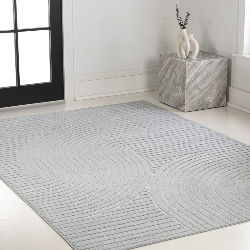 Hallie High-Low Minimalist Curve Geometric Indoor/Outdoor Area Rug