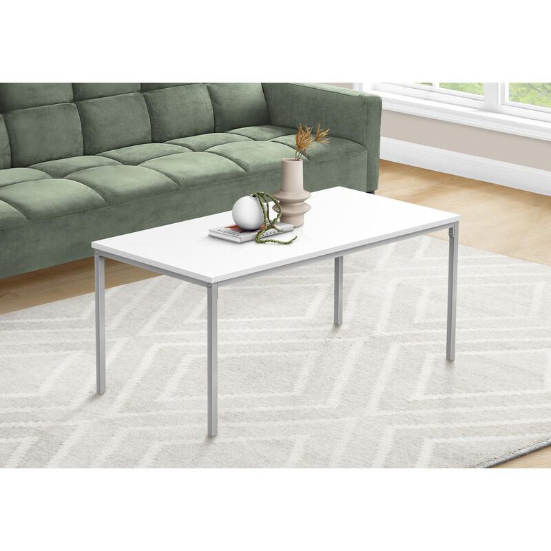 Coffee Table, Accent, Cocktail, Rectangular, Living Room, 40L, White Laminate