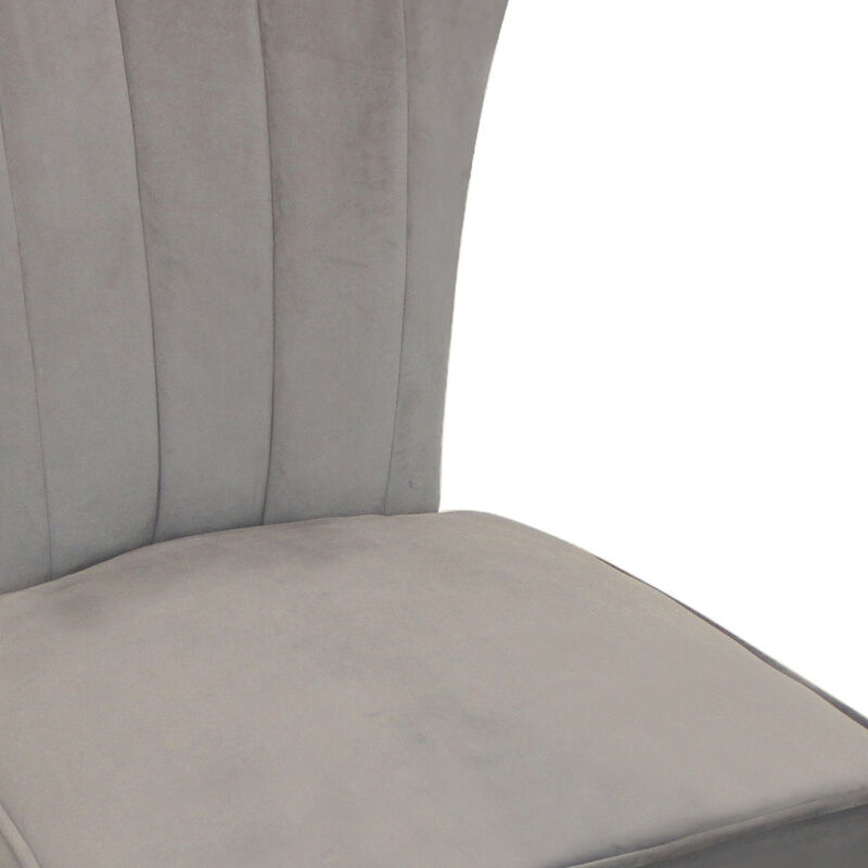 HomeRoots Set of Two Gray And Brown Upholstered Velvet Dining Parsons Chairs image number 3