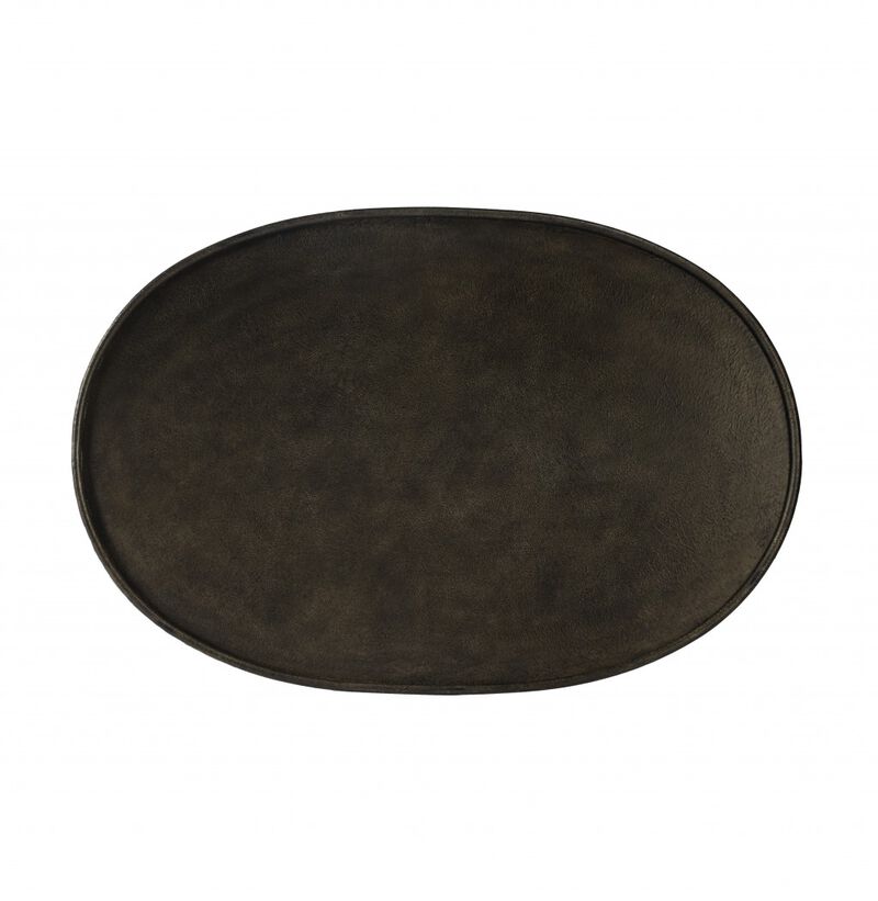 Hivvago 38 Inch  Silver Aluminum Oval Coffee Table