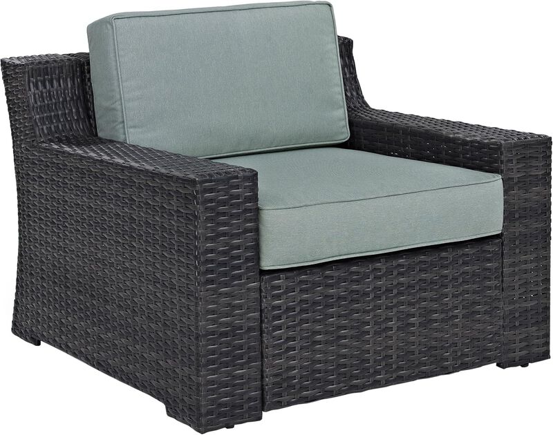 Outdoor Wicker Loveseat With Mist Cushions