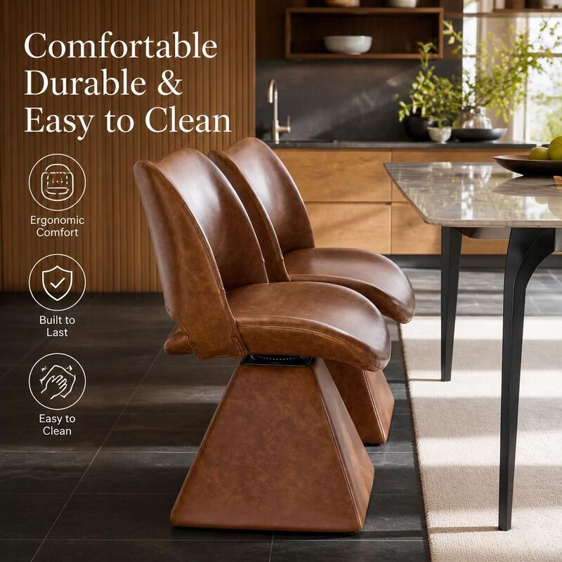GOODSILO Swivel High-Back Upholstered Dining Chair with Sturdy Hardwood Frame, Comfortable Cushioned Seating for Multi-Use Spaces image number 4