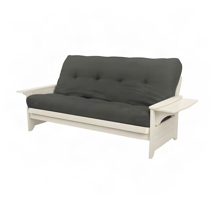 Phoenix Frame-Antique White Finish-Suede Gray Mattress