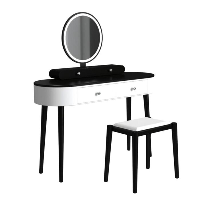 Hivvago Makeup Vanity Table Set with LED Mirror and 3 Spacious Drawers