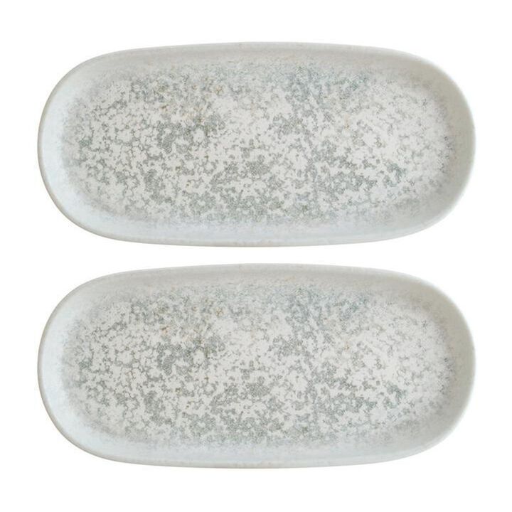 Luna Ocean 8.5" x 4" x h:0.75" Oval Decorated Porcelain Platter (Set of 2)