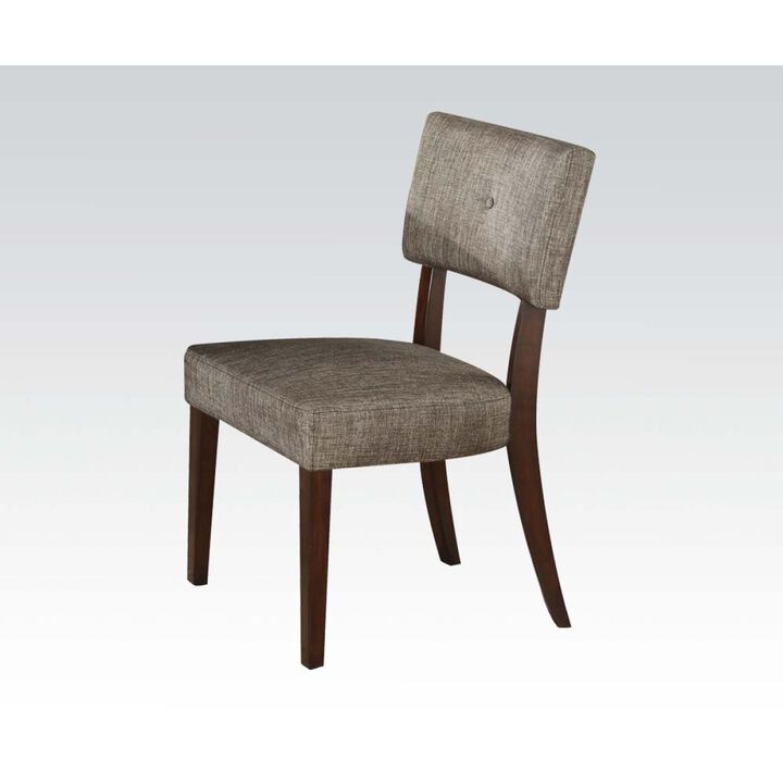 Drake Side Chair (Set-2) in Gray Fabric & Espresso