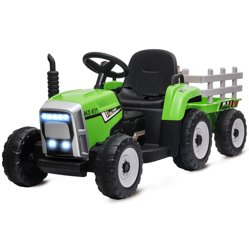 BreeBe 12V Electric Ride on Tractor with Trailer, 25W Dual Motors image number 0