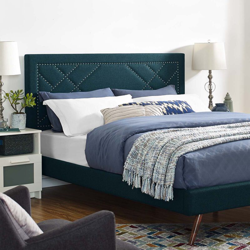 Modway - Reese Nailhead Full / Queen Upholstered Linen Fabric Headboard image number 1