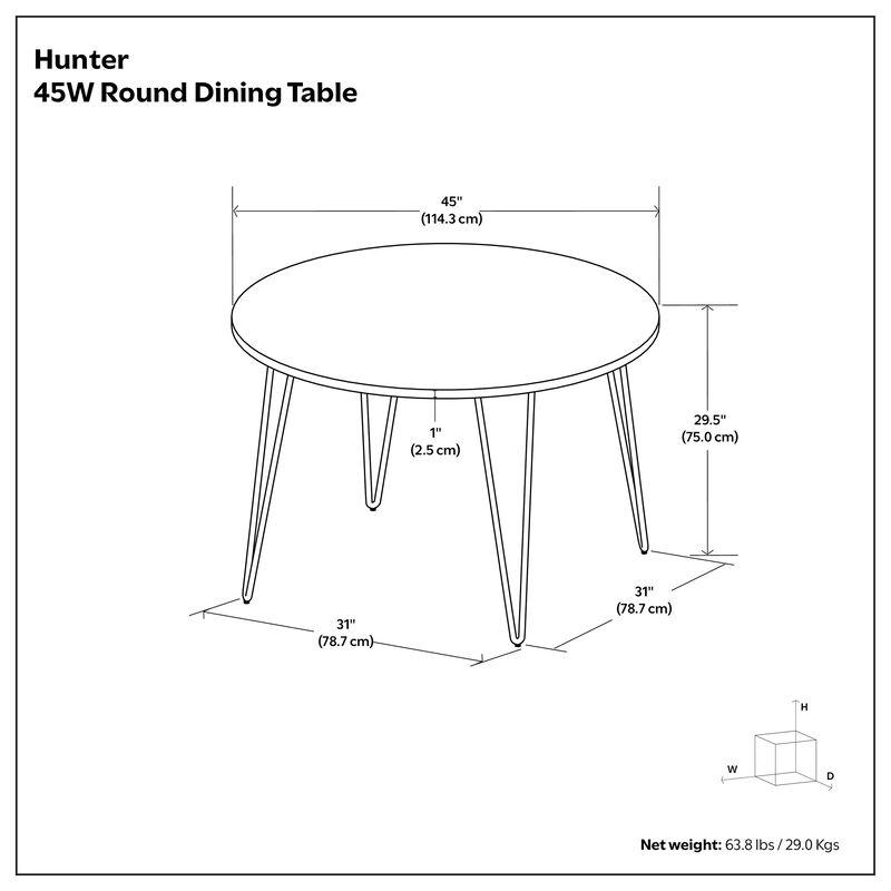 Hunter SOLID MANGO WOOD and Metal 45 inch x 45 inch Round Industrial Dining Table in Natural image number 9